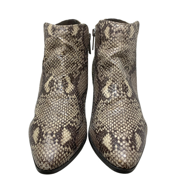 Unisa Sz 9 Brown Snake Reptile Embossed Vegan Leather Print Ankle Boots Booties - Picture 6 of 11